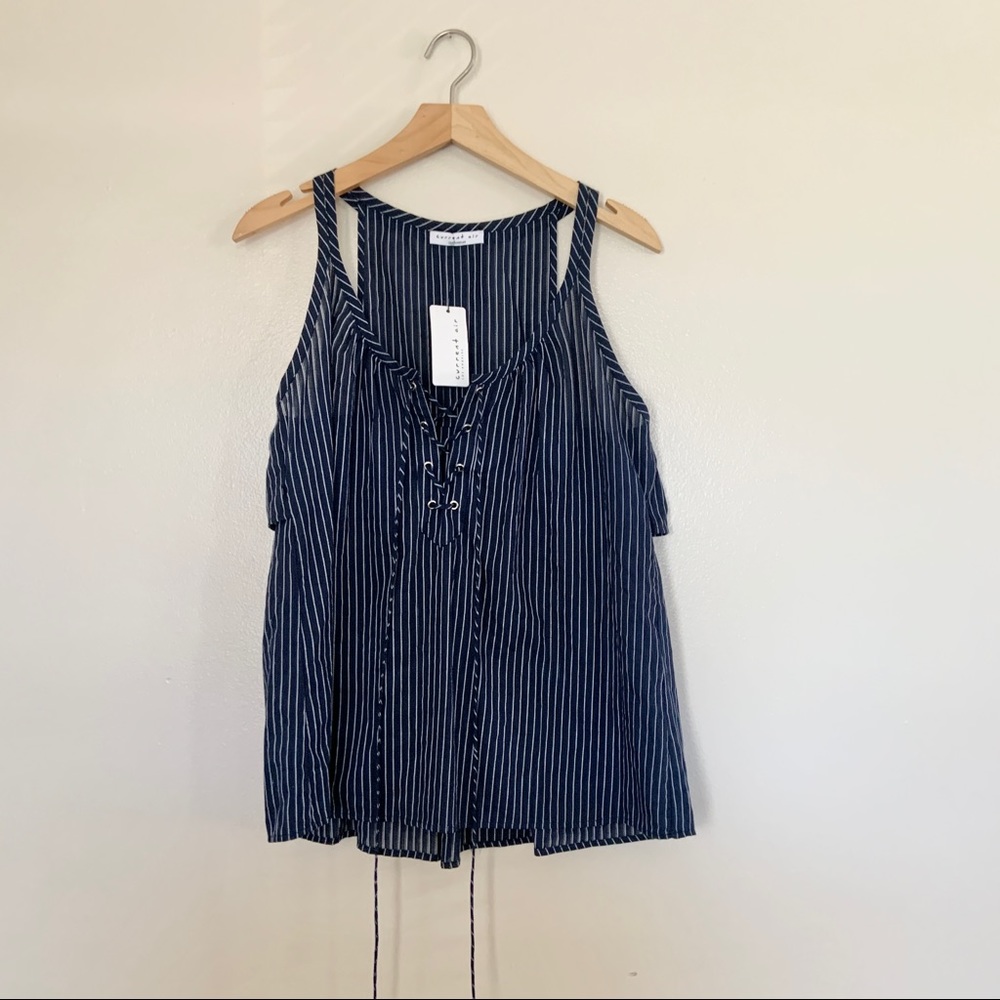 Current Air Navy Blue Nautical Stripe Top